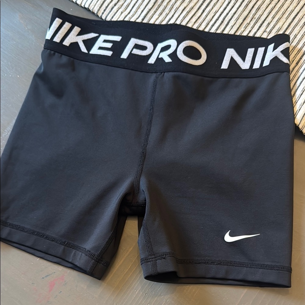Nike Black Pro Shorts with White Logo